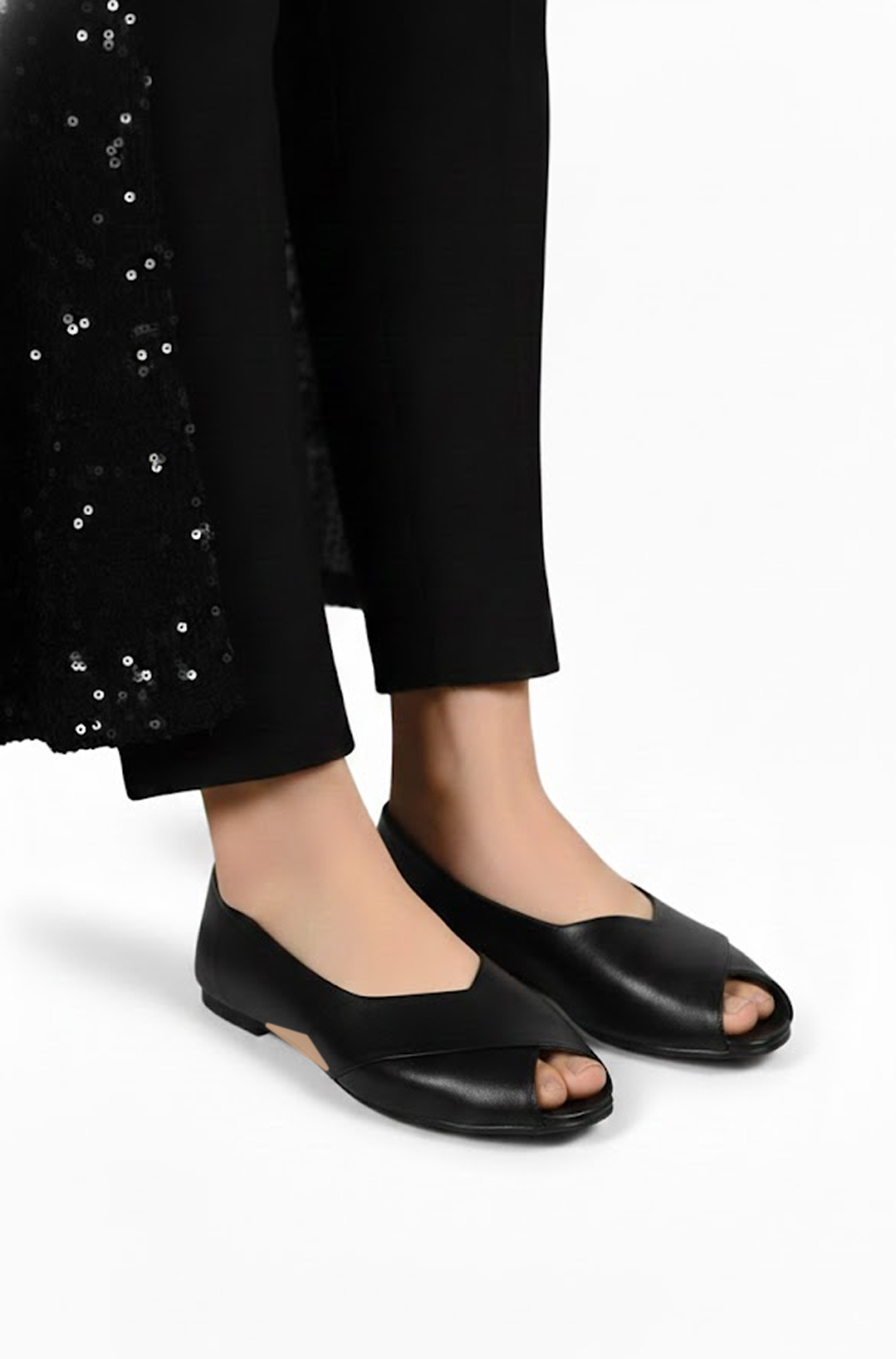 Women Black D’Orsay Peep Toe Sandals