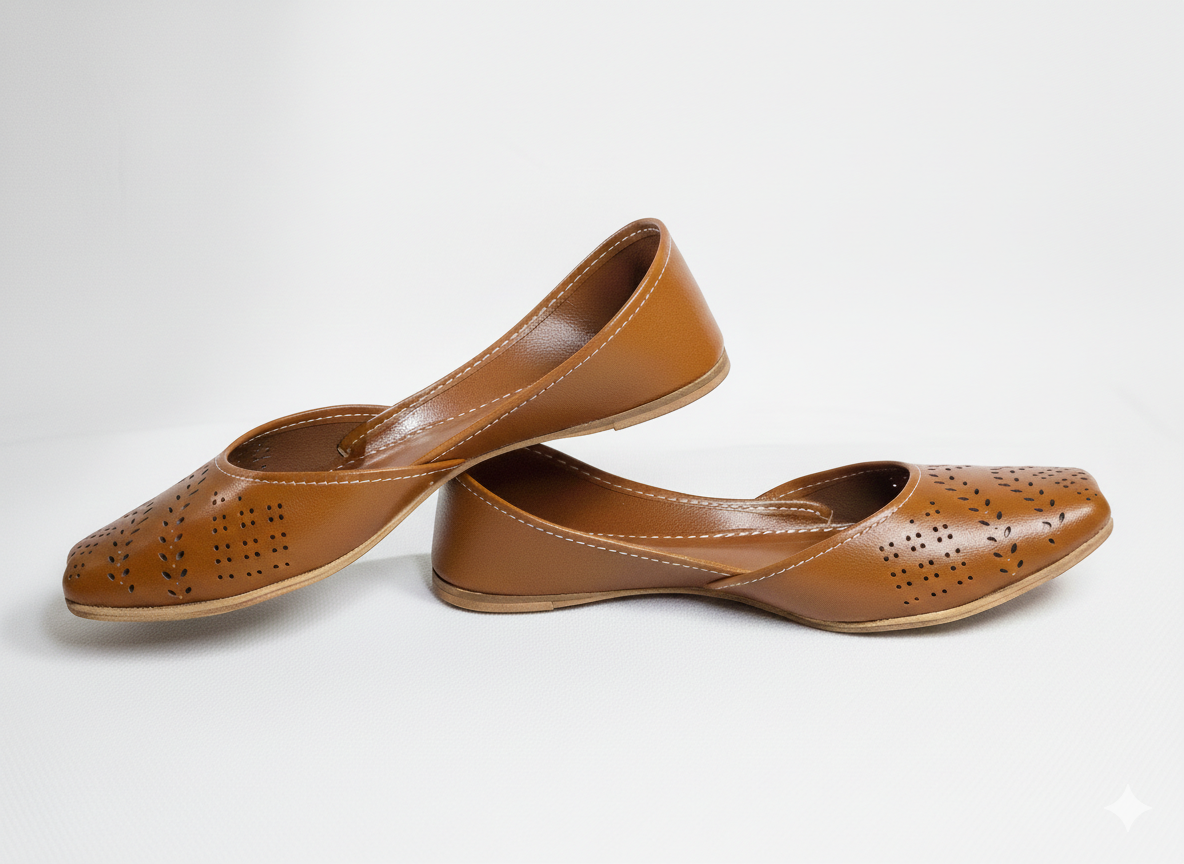 Women's Mustard Yellow Laser Cut Khussa