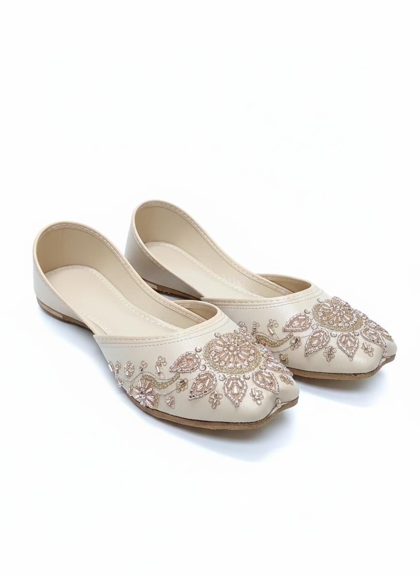 Neon Glow: Hand-Embellished Lime Green Festive Khussa"