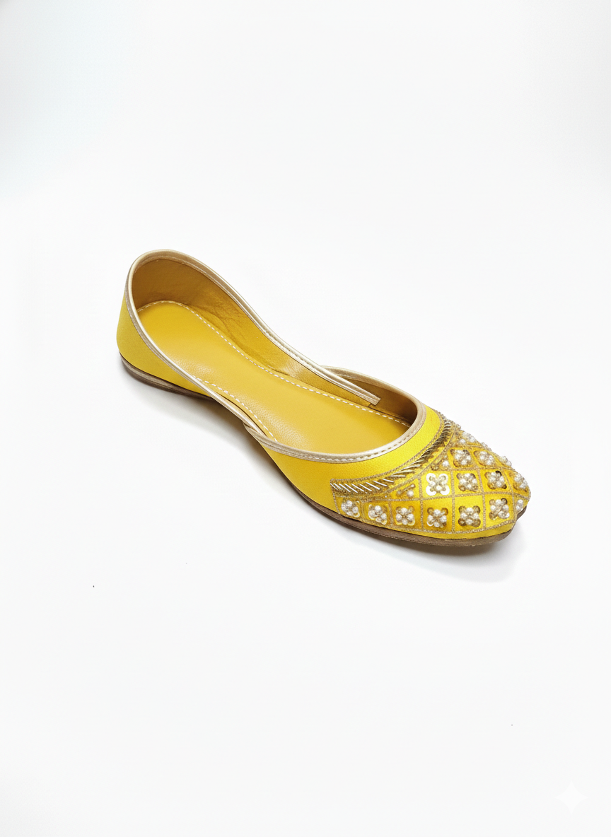 Women's Gilded Sage Beaded Khussa