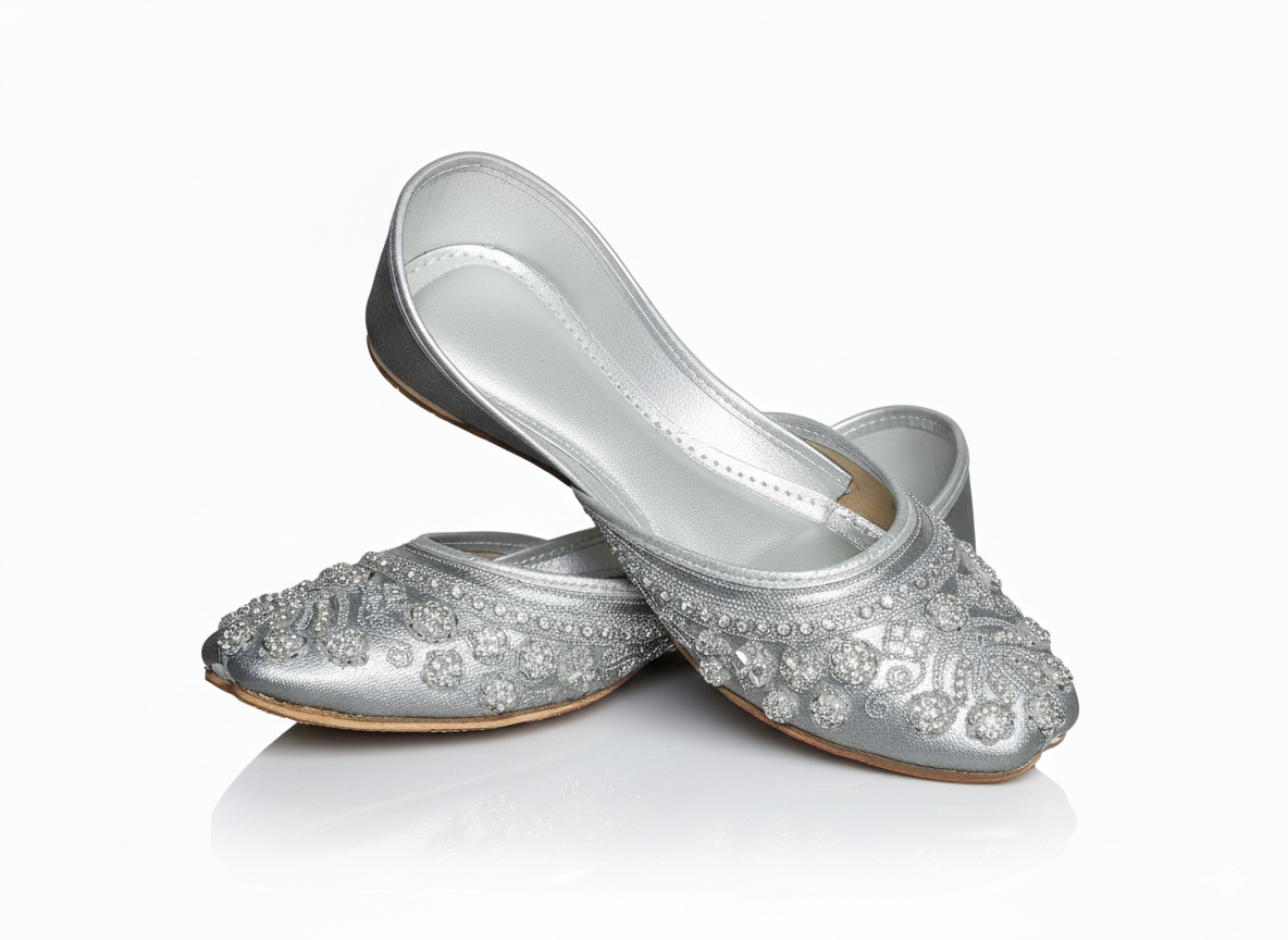 Women's Royal Gold Silver Shaded Khussa