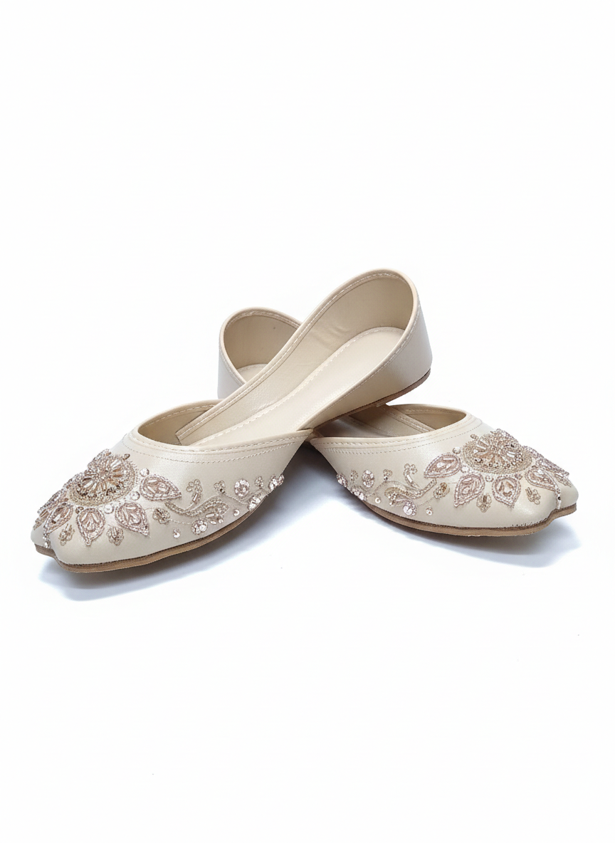 Neon Glow: Hand-Embellished Lime Green Festive Khussa"