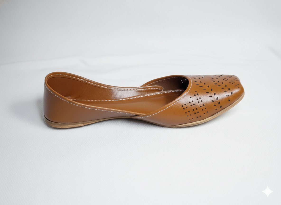 Women's Mustard Yellow Laser Cut Khussa