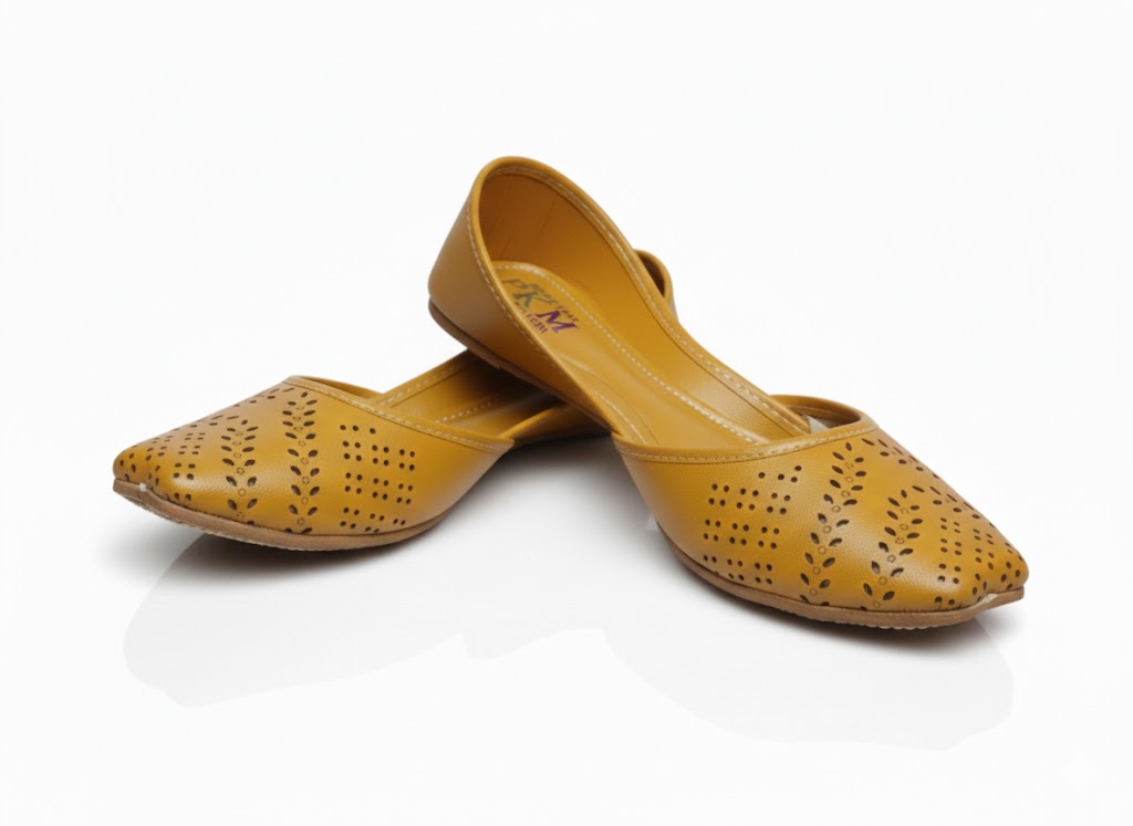 Women's Mustard Yellow Laser Cut Khussa
