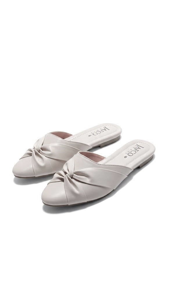 Ivory Knot Pointed Toe Mules