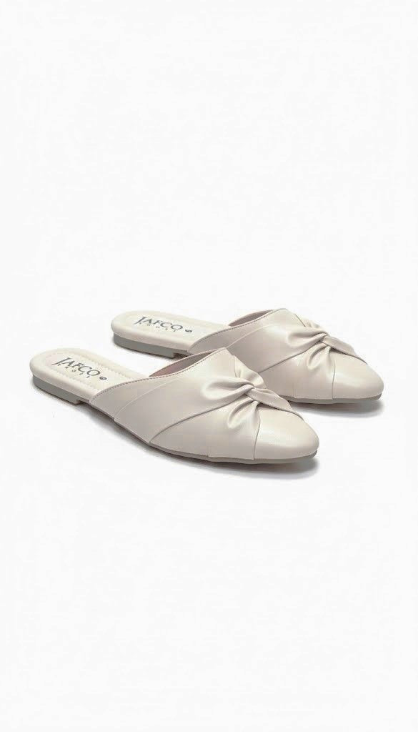 Ivory Knot Pointed Toe Mules