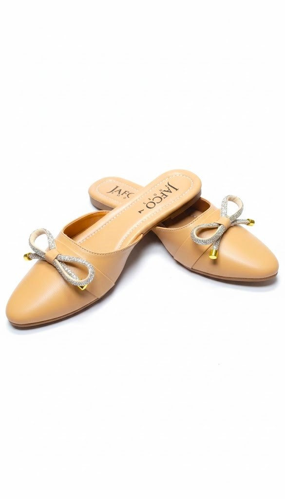 Champagne Bow Mules